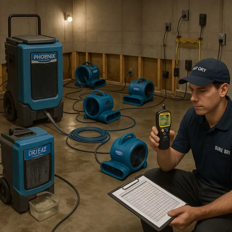 Structural Drying and Dehumidification process in Paint Rock, TX